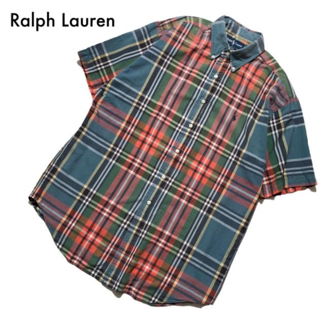 Ralph Lauren(ラルフローレン)のラルフローレン ブレイク半袖シャツ L チェック総柄 ワンポイントポニー刺繍ロゴ メンズのトップス(シャツ)の商品写真
