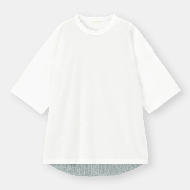GU(ジーユー)の*新品未使用*GU  レイヤードビッグT (五分袖)  L メンズのトップス(Tシャツ/カットソー(半袖/袖なし))の商品写真