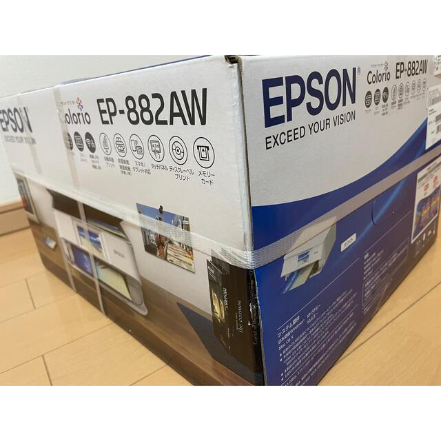 EPSON(エプソン)の新品、未開封。EPSON A4カラーインクジェット複合機 EP-882AW スマホ/家電/カメラのPC/タブレット(PC周辺機器)の商品写真