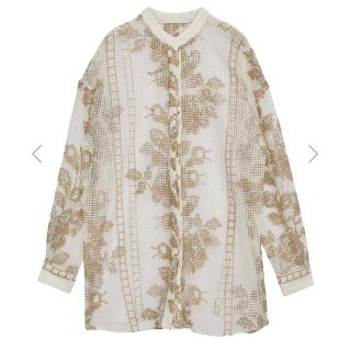 アメリヴィンテージ(Ameri VINTAGE)のMEDI CROSS STITCH LIKE SHIRT アイボリー(シャツ/ブラウス(長袖/七分))