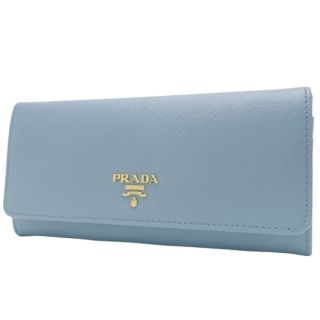 プラダ(PRADA)のプラダ 二つ折り長財布 サフィアーノレザー 水色 40802024173(財布)