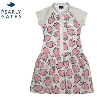 PEARLY GATES - PEARLYGATES いちご 柄 スウェット ワンピース 半袖 ピンク 苺