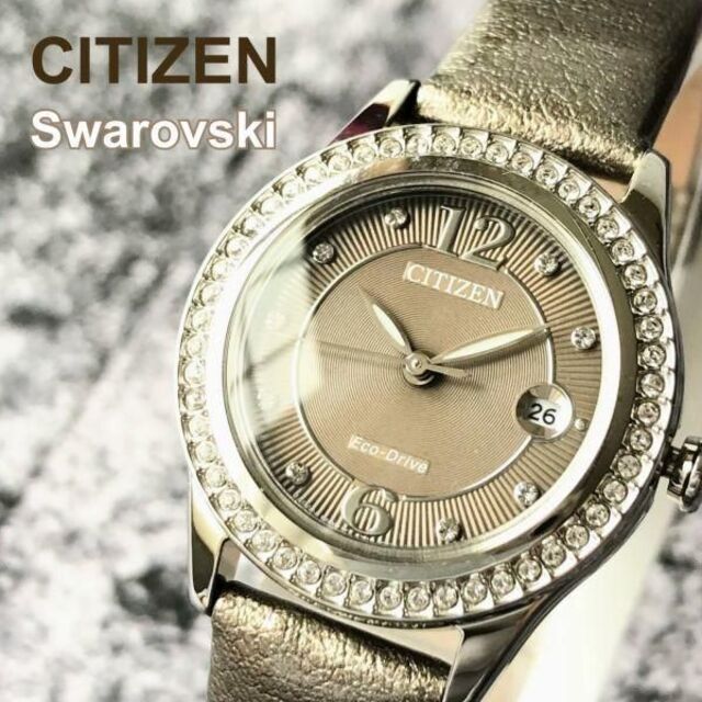 レザー風防新品★シチズン エコドライブ ソーラー CITIZEN レザー レディース腕時計