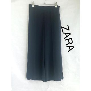 ザラ(ZARA)のZARA スリット入りワイドクロップドパンツXS/ネイビー(クロップドパンツ)