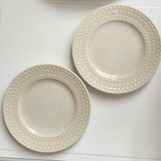 美濃焼　デザート皿　レース　小皿　中皿　2枚　白　リムプレート皿(食器)