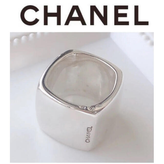 極美品 CHANELシャネル スクエアリング 指輪 刻印あり シルバー925