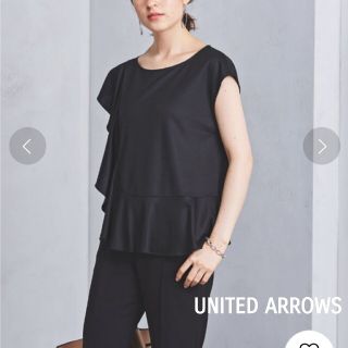 ユナイテッドアローズ(UNITED ARROWS)のユナイテッドアローズ  UBCS アシンメトリー フリルカットソー 黒(カットソー(半袖/袖なし))