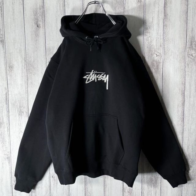 激レア　STUSSY ステューシー　スウェットパーカー　デカロゴ　USA製　黒