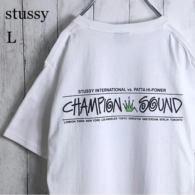 【新品】【両面プリント】ステューシー Tシャツ クラウン 王冠 L 白stussyステューシー○商品