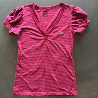 ラコステ(LACOSTE)のラコステ ボーダーTシャツ　ピンク(Tシャツ(半袖/袖なし))