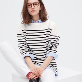 ユニクロ(UNIQLO)のユニクロ　ボーダー　オーバーサイズT(Tシャツ(長袖/七分))