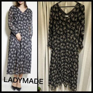 レディメイド(LADY MADE)の【お値下げ！】LADYMADE＊Vネックシアーフラワーワンピース＊花柄(ロングワンピース/マキシワンピース)