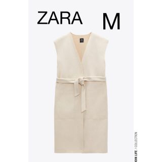 ザラ(ZARA)のZARA ベルト付き オーバーサイズ ベスト M エクリュ ベルテッド 新品 (ベスト/ジレ)