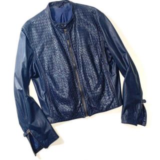 ボッテガヴェネタ(Bottega Veneta)のボッテガヴェネタ ライダース レザージャケット　ネイビー(レザージャケット)