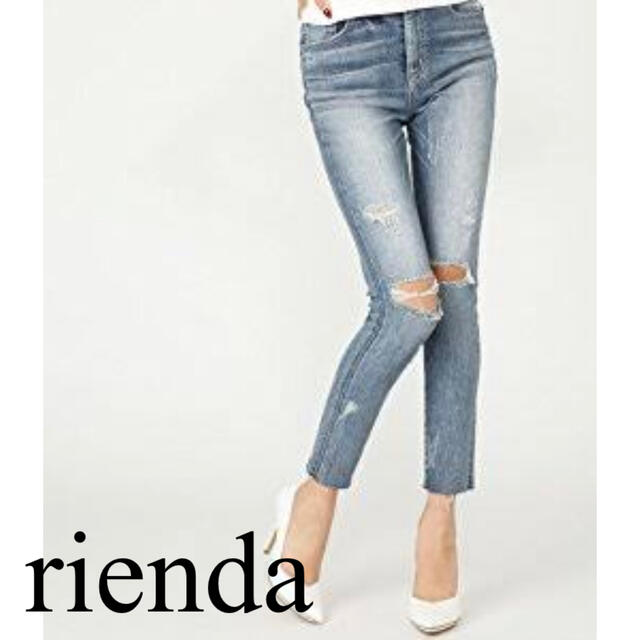 rienda(リエンダ)のriendaカットオフハイウエストダメージスキニーデニムパンツ25値下げ不可 レディースのパンツ(デニム/ジーンズ)の商品写真