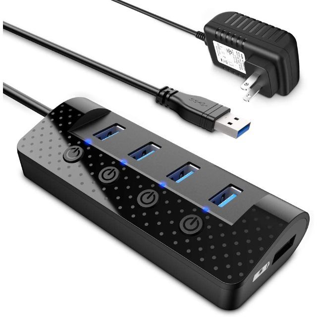 【新品】USBハブ 電源付き atolla USB3.0Hub 4ポート増設 + スマホ/家電/カメラのPC/タブレット(PC周辺機器)の商品写真
