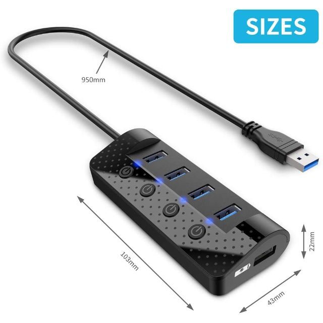 【新品】USBハブ 電源付き atolla USB3.0Hub 4ポート増設 + スマホ/家電/カメラのPC/タブレット(PC周辺機器)の商品写真