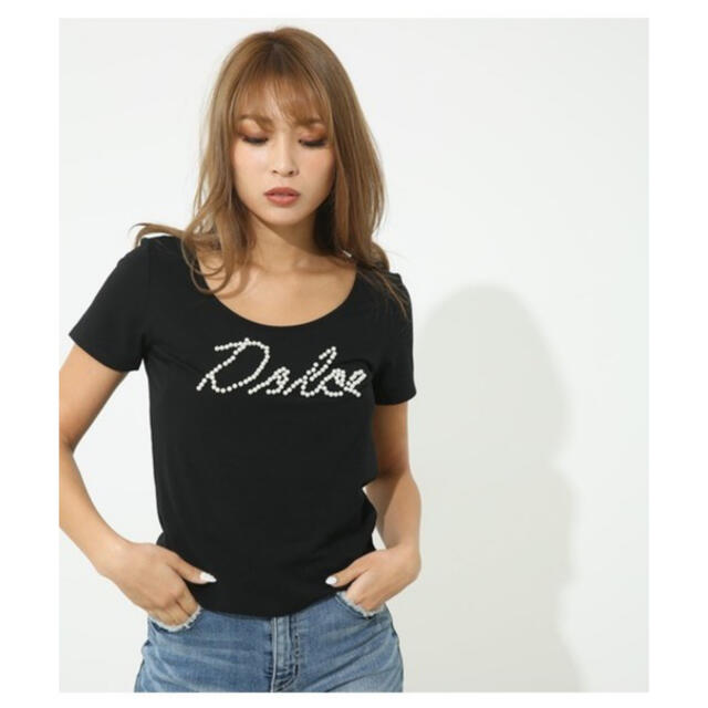 rienda(リエンダ)のrienda♡Dolce FパールロゴTee レディースのトップス(Tシャツ(半袖/袖なし))の商品写真