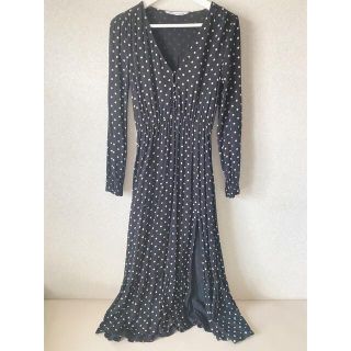 ザラ(ZARA)のZARA ドッドワンピース　ブラック(ロングワンピース/マキシワンピース)