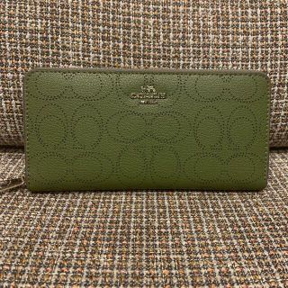 コーチ(COACH)の専用　ショプバ・箱付きコーチ　4715  長財布　グリーンシグネチャー(財布)