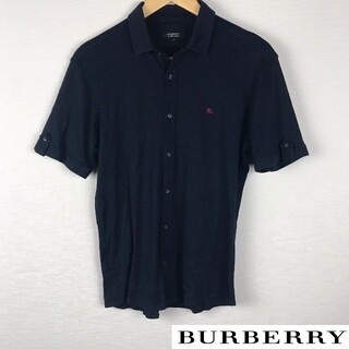 バーバリーブラックレーベル(BURBERRY BLACK LABEL)の美品 BURBERRY BLACK LABEL 半袖シャツ ネイビー サイズ2(シャツ)