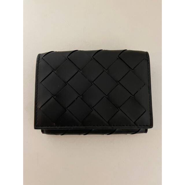 ファッション小物BOTTEGA VENETA ボッテガヴェネタ 三つ折 財布 正規美品　黒