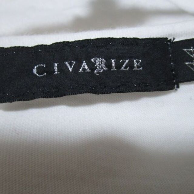 CIVARIZE(シヴァーライズ)のシヴァーライズ　CIVARIZE　スカル＆花柄プリント　Vネック変形カットソー メンズのトップス(Tシャツ/カットソー(七分/長袖))の商品写真