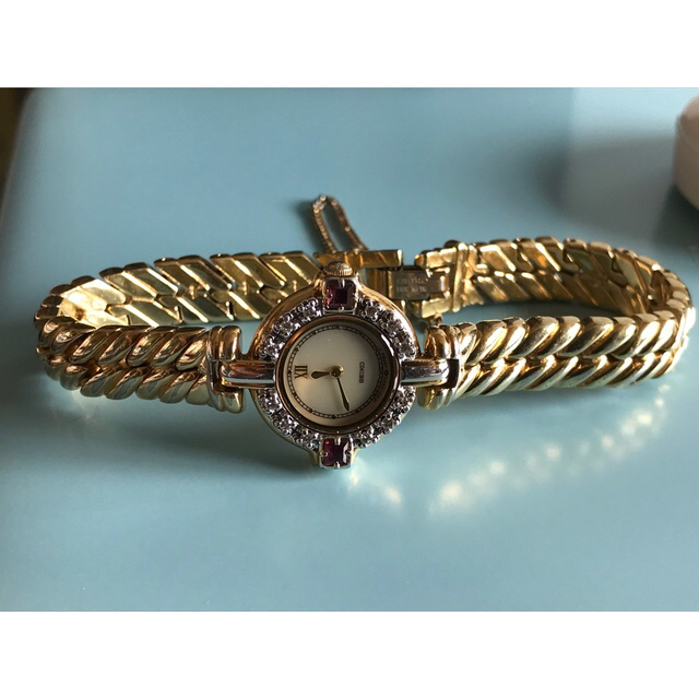 SEIKO(セイコー)のSEIKOエクセリーヌ⭐︎ブレスウォッチ⭐︎ヴィンテージ⭐︎ダイヤ&ルビー レディースのファッション小物(腕時計)の商品写真