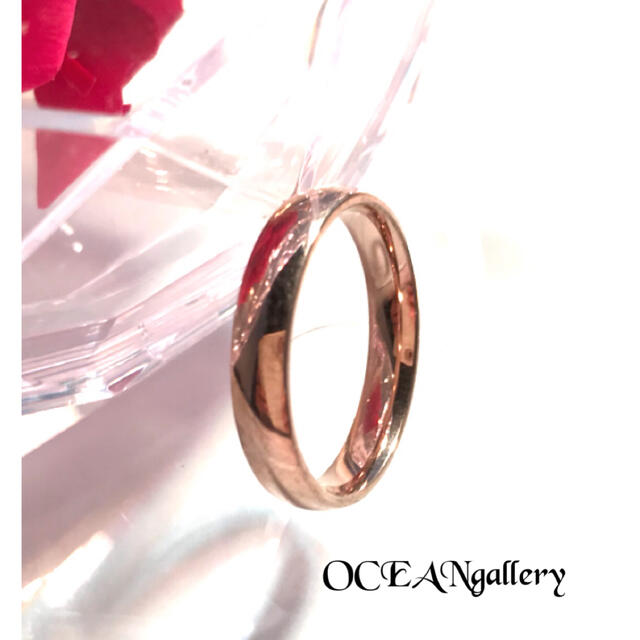 送料無料　14号　ピンクゴールド　サージカルステンレス　シンプル甲丸リング　指輪 レディースのアクセサリー(リング(指輪))の商品写真