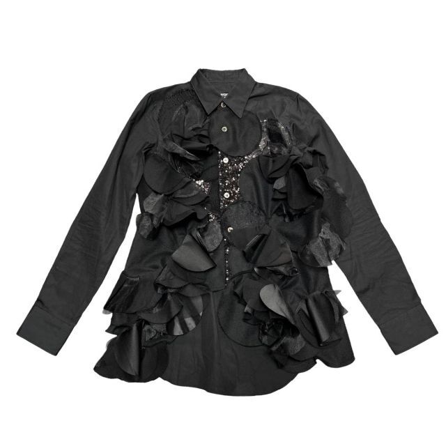ジュンヤワタナベ 14AW 丸パッチワーク シャツ ブラック size:XS /Tシャツ/カットソー(七分/長袖)
