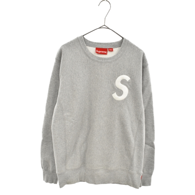 SUPREME シュプリーム 16AW S logo Crewneck シュプリーム Sロゴクルーネック スウェット トレーナー ロゴ刺繍 グレー S