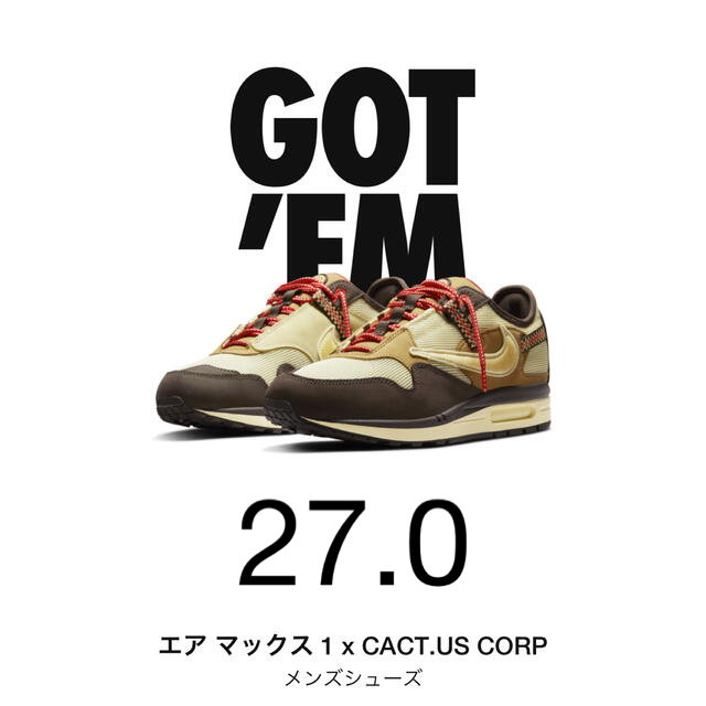 エアマックス1×CACT.US CORP Travis Scott靴/シューズ