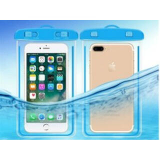 防水ケース iphone スマホ 海 プール IPX8 水中撮影 防水ポーチ 青(iPhoneケース)