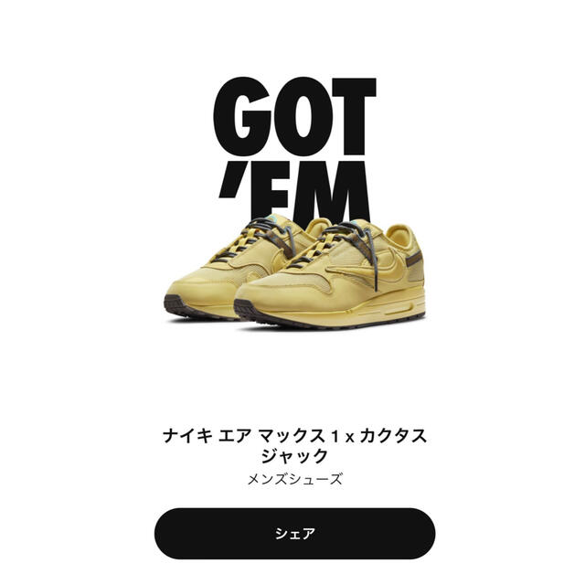 NIKE(ナイキ)のTravis Scott × Nike Air Max 1 "CACT.US  メンズの靴/シューズ(スニーカー)の商品写真