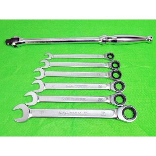 KTC ラチェットコンビネーションレンチ 6本 スピンナハンドル セット(メンテナンス用品)