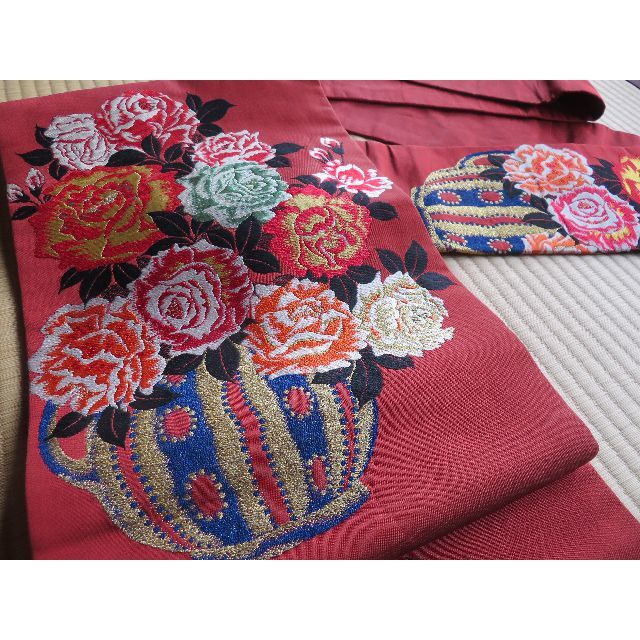 薔薇刺繍アンティーク名古屋帯☆正絹の通販 by ai ｜ラクマ