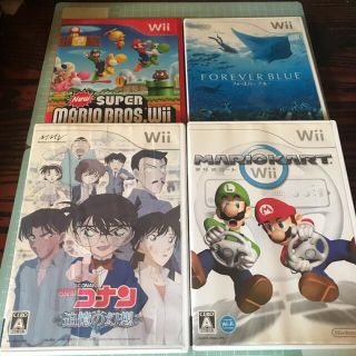 ウィー(Wii)の名探偵コナンとマリオカートWiiとフォーエバーブルーとマリオブラザーズのセット(家庭用ゲームソフト)