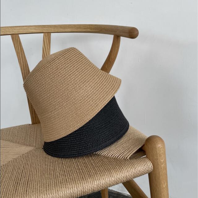 麦わら帽子 バケットハット ベージュ ブラウン レディースの帽子(麦わら帽子/ストローハット)の商品写真