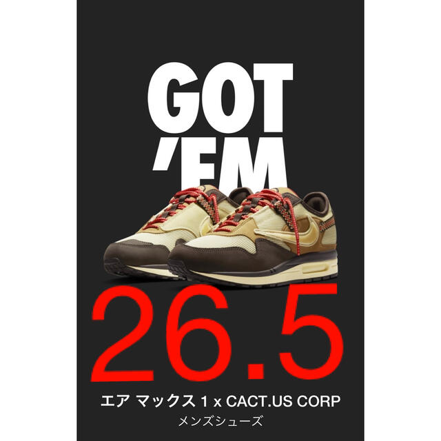 265cm購入先Travis Scott × Nike Air Max 1