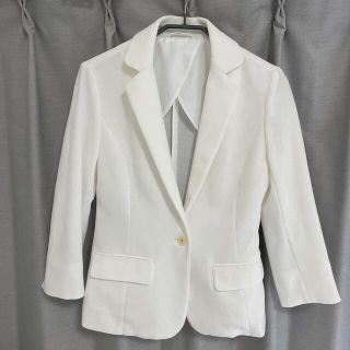 スーツカンパニー(THE SUIT COMPANY)の引っ越し売切値下げ！ザ・スーツカンパニー ホワイトリネン混七分丈ジャケット 美品(テーラードジャケット)