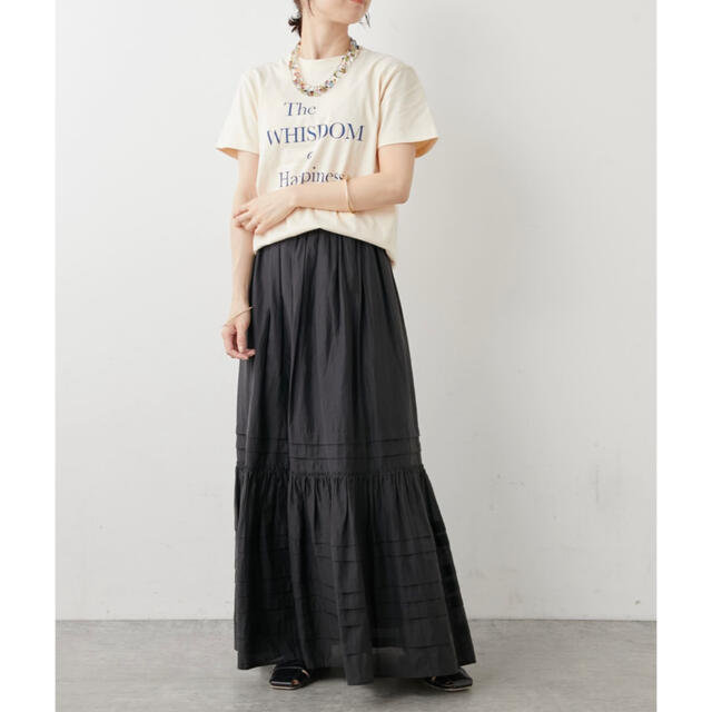 Omekashi(オメカシ)の【売りきり希望】omekashi(オメカシ) タックティアードスカート ブラック レディースのスカート(ロングスカート)の商品写真