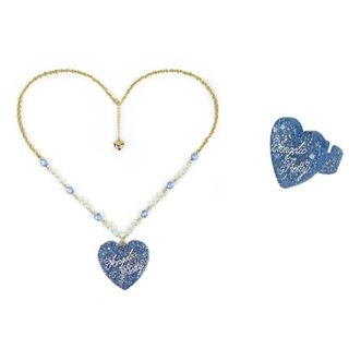 アンジェリックプリティー(Angelic Pretty)のDeco Heart ネックレス+リング♡2点セット♡サックス(ネックレス)