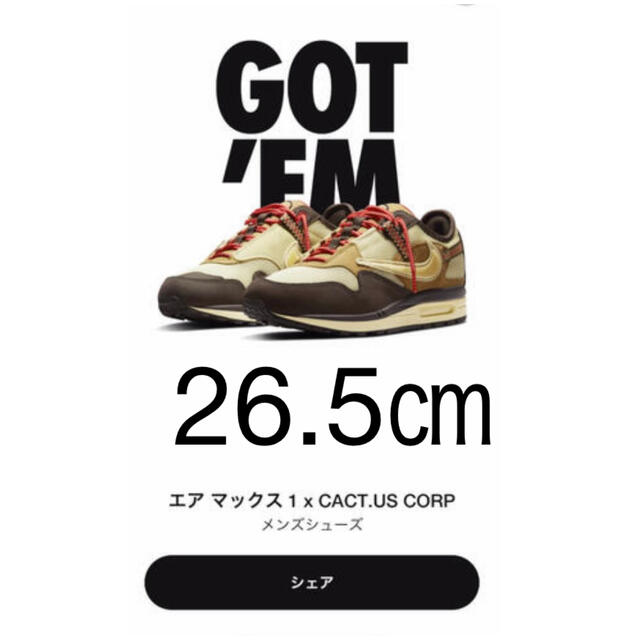 Travis Scott × Nike Air Max 1 CACT.US265cm状態