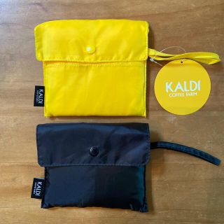 カルディ(KALDI)のカルディ　エコバッグ　イエローとブラックの2色セット(エコバッグ)