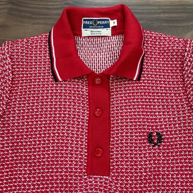 FRED PERRY リブ ポロシャツ ニット ブルー