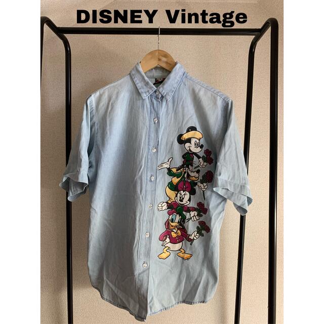Disney(ディズニー)のDisney Vintage ディズニー　ヴィンテージ　半袖シャツ　デニムシャツ メンズのトップス(シャツ)の商品写真