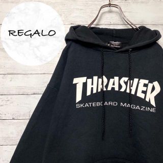 スラッシャー(THRASHER)の【人気デザイン】スラッシャー⭐︎プリントデカロゴ　ブラック　スウェット　パーカー(パーカー)