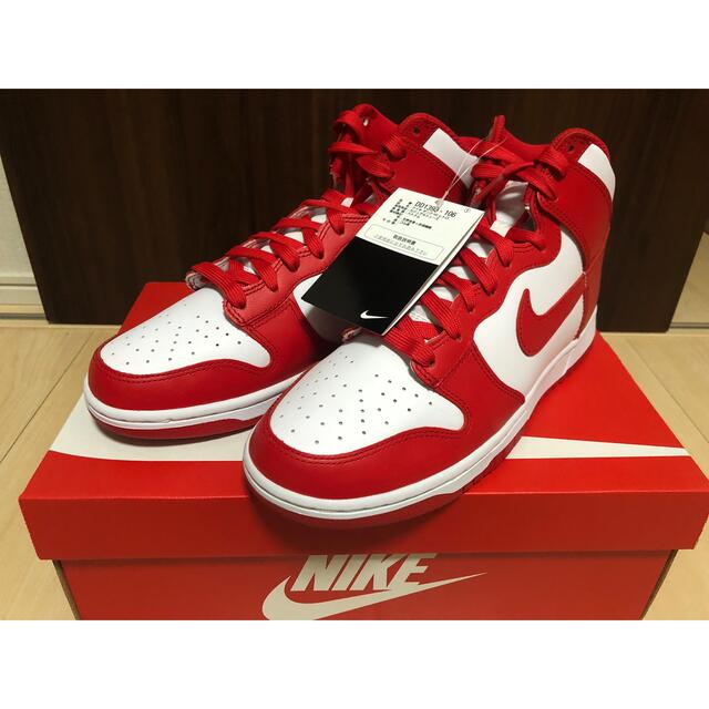 【新品未使用】Nike Dunk High White Red