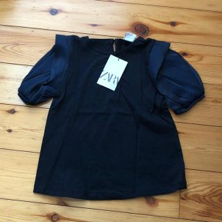 ザラキッズ(ZARA KIDS)の新品タグ付き ZARA KIDS チューリップ袖半袖Tシャツ 128(Tシャツ/カットソー)