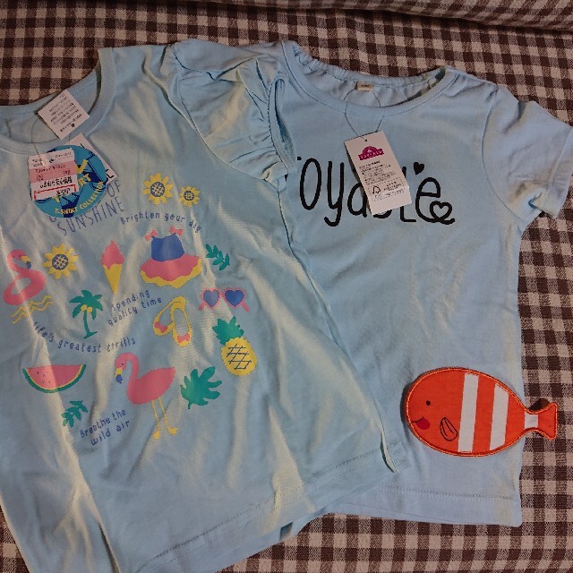 最終値下 新品 サイズ100  Tシャツ まとめ売り 4枚 女の子 キッズ/ベビー/マタニティのキッズ服女の子用(90cm~)(Tシャツ/カットソー)の商品写真